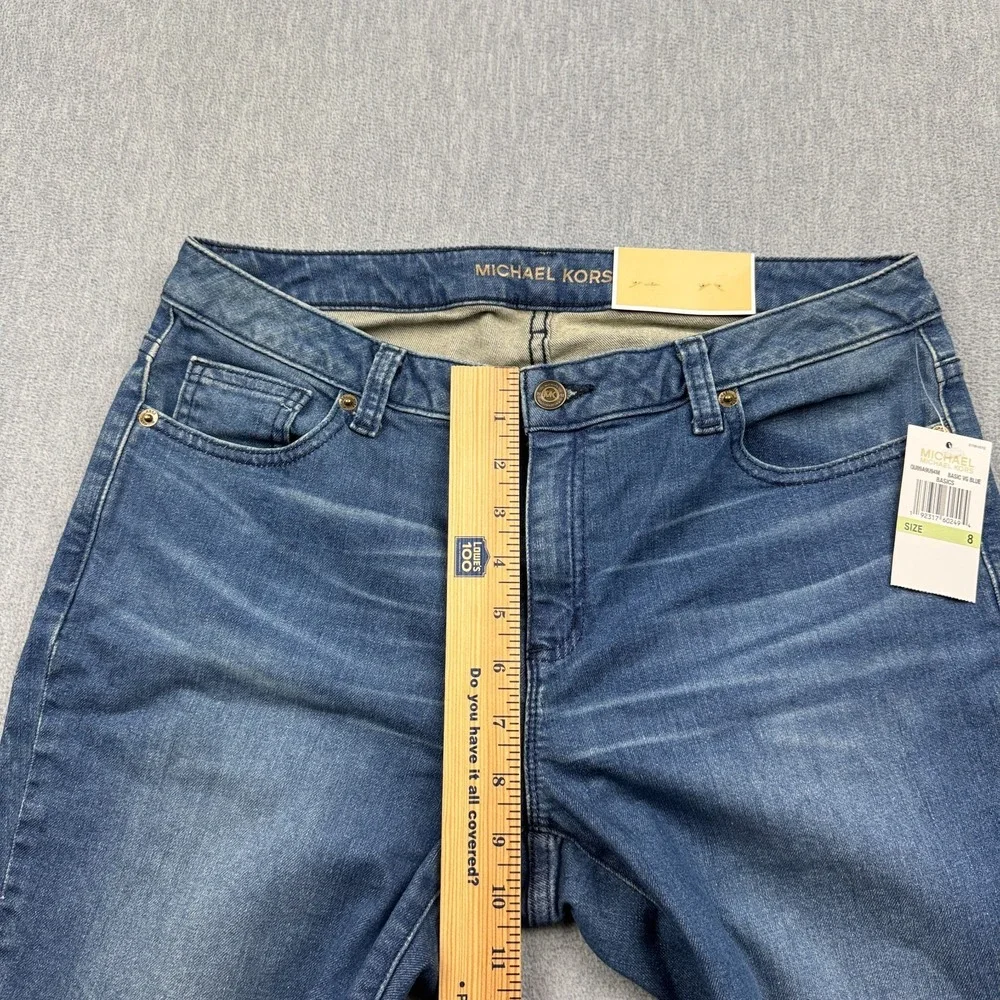 Michael Kors Jeans Women 8 Blue Izzy Skinny Raw Release Fray Hem Denim Pants NWT